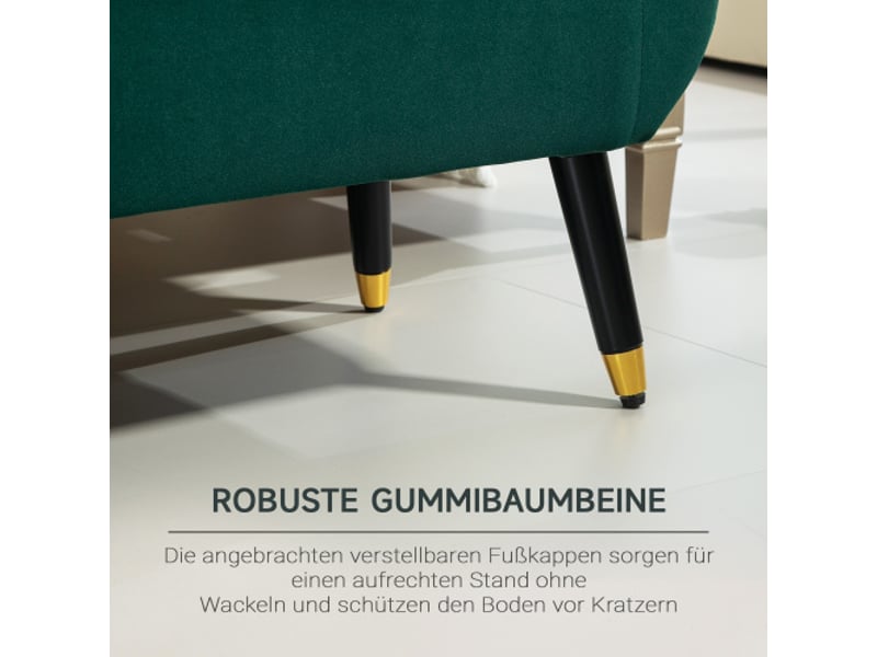  Banc coffre vert effet velours avec accoudoirs, rangement, bois d’hévéa, 107x42x65 cm  - Conforama E