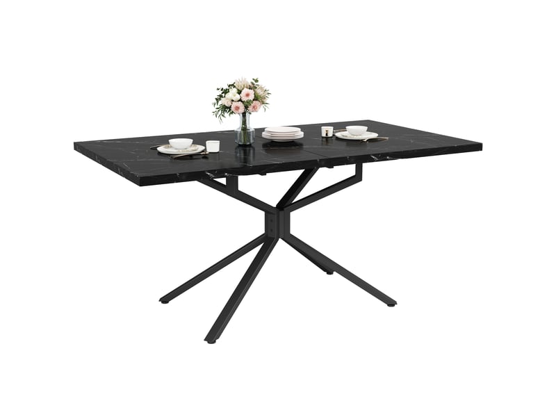  Table à manger extensible, 120 à 160 cm, rectangulaire, mdf et métal, noir, piètement en métal stable  - Conforama A