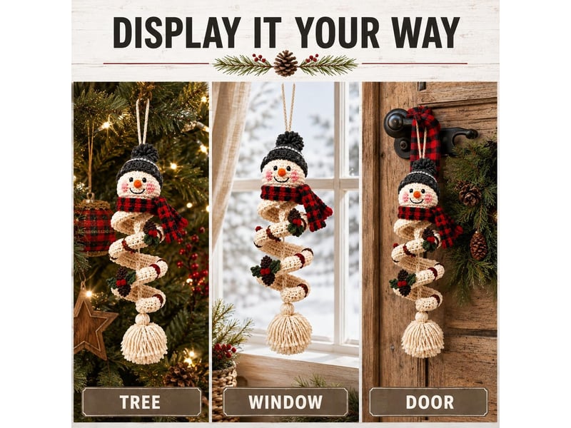  Lot de 2 kits diy crochet bonhomme de neige en spirale – pour débutants, ornements de noël à réaliser soi-même-style 7  - Conforama E