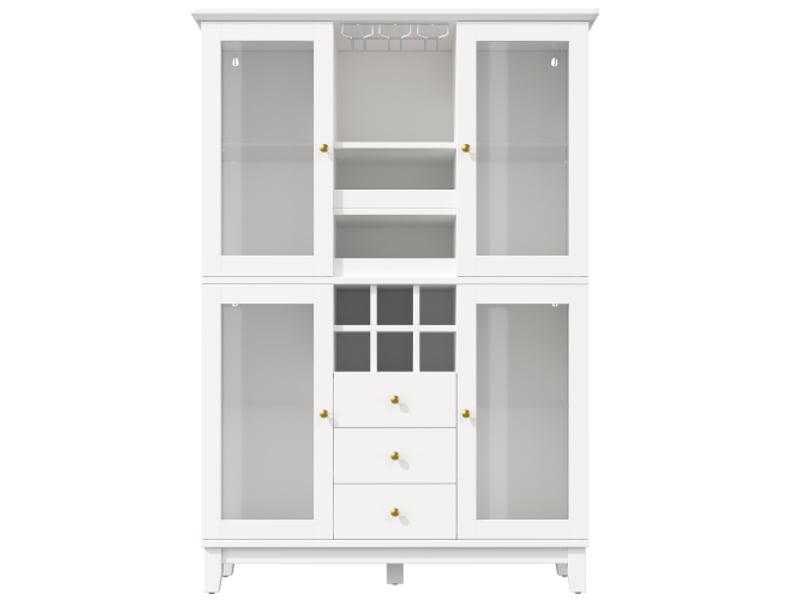 Armoire à vin led avec app, noirblanc, 180,5x120x40 cm, 3 tiroirs, porte-verres & bouteilles - Conforama A