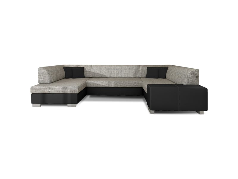  Canapé panoramique en u gris &amp; noir convertible 6 places havane pour grand salon  - Conforama A