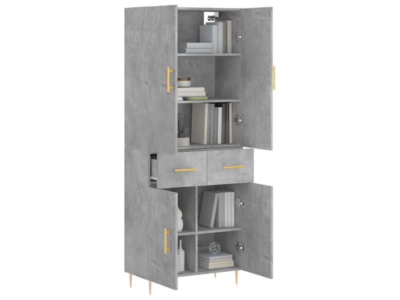  Buffet haut - bahut - meuble de rangement gris béton 69,5x34x180 cm bois d'ingénierie  - Conforama C