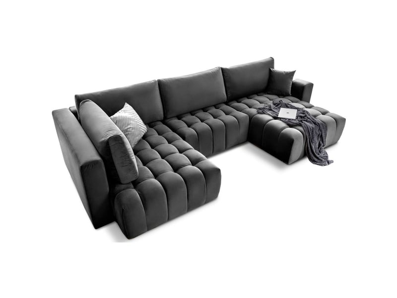 Canapé d'angle bonita convertible 6 places gris foncé tissu – droit – 350x175cm - Conforama A