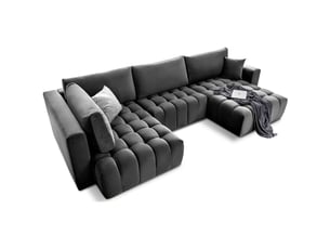 Canapé d'angle bonita convertible 6 places gris foncé tissu – droit – 350x175cm