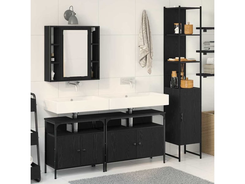  Ensemble de mobilier de salle de bain 4 pc chêne noir cf64510  - Conforama B