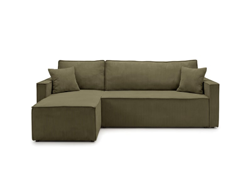  Farah - canapé d'angle reversible convertible 4 places accoudoirs slim velours cotelé  - Conforama E