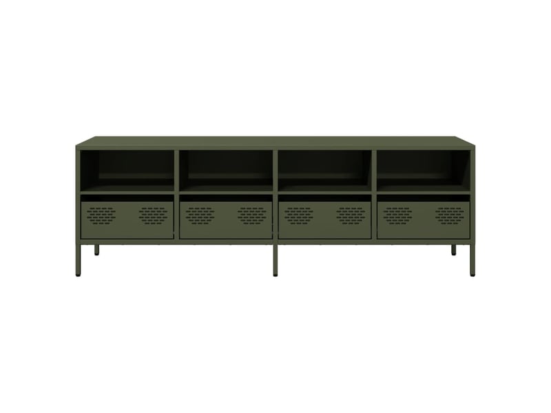  Meuble tv - banc tv - meuble de rangement vert olive 135x39x43,5 cm acier laminé à froid  - Conforama D