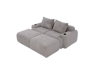 Canapé modulable, canapé de salon, gris clair, porte-gobelets, mobilier pour espace de vie, en velours tricoté