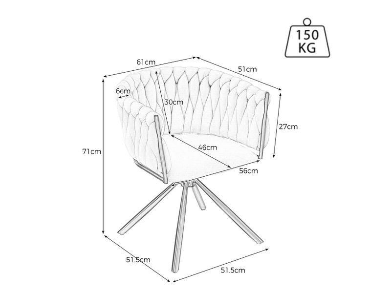  Chaise de salle à manger lot de 6, assise rembourrée velours gris chaise design, rotation 360°, structure métal, dossier ergonomique  - Conforama C