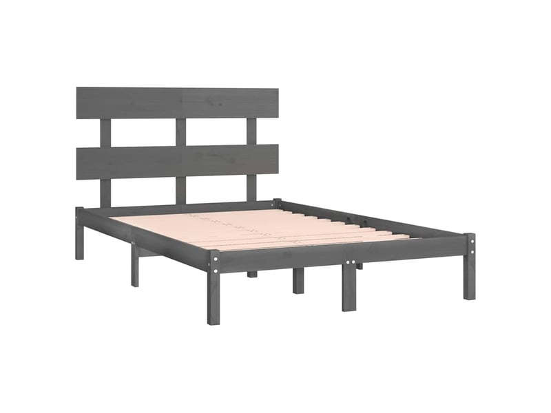  Lit double- lit adulte -  cadre de lit sans matelas gris 200x200 cm bois massif  - Conforama C