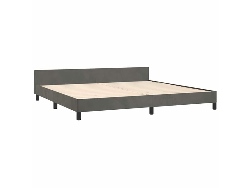  Lit double- lit adulte -  cadre de lit sans matelas gris foncé 200x200 cm velours  - Conforama C