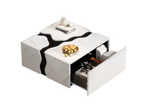 Table basse carré(e) coloris blanc <strong>MAISENTIEL</strong> <strong></strong> - 70 cmx70 cm