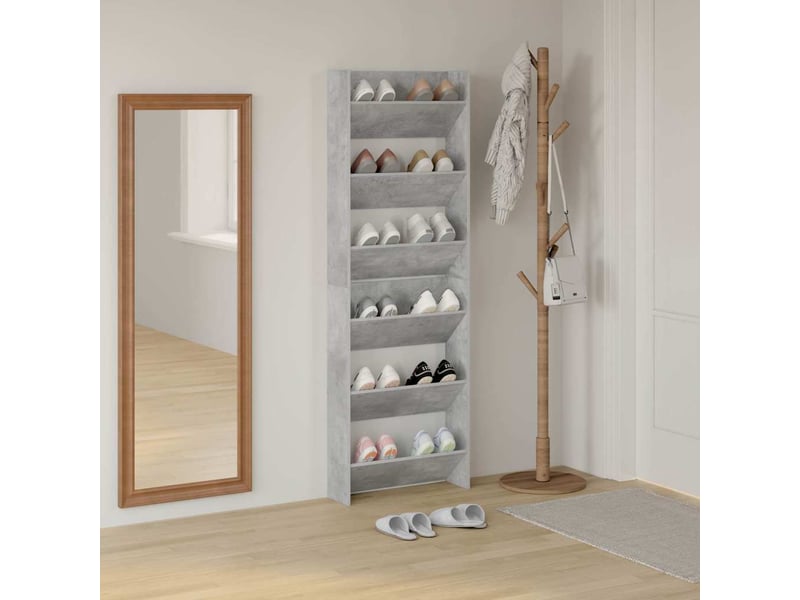  Armoires à chaussures murales 2 pcs gris béton 60x18x90 cm  - Conforama C