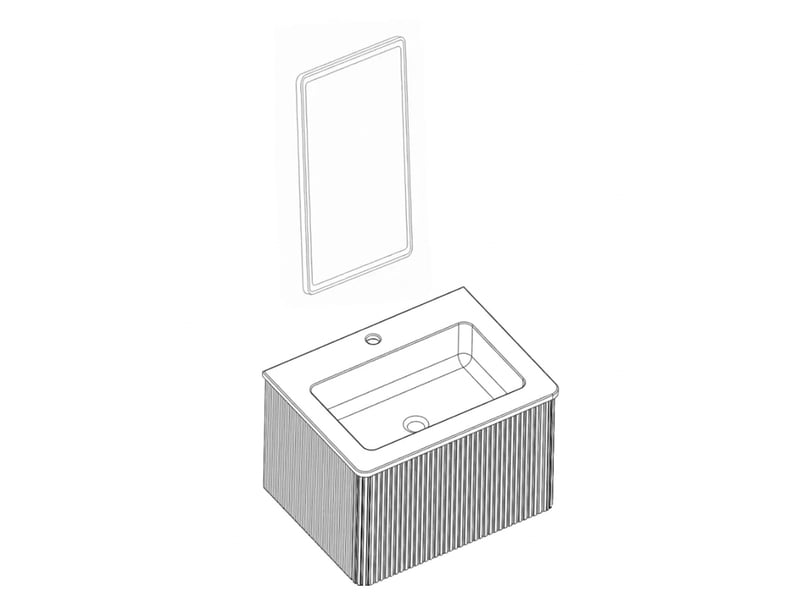  Ensemble meuble de salle de bain 60 cm suspendu avec miroir led anti-buée et lavabo intégré chêne  - Conforama E