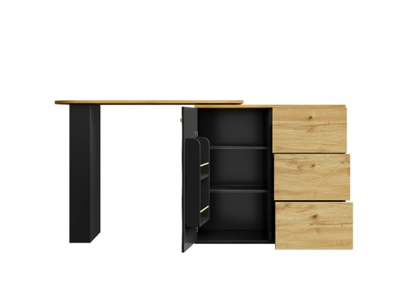  Bahut de cuisine avec rangement 138-204 x 39 x 104 cm, table à manger pivotante 360°, îlot de cuisine mobile moderne hauteu  - Conforama D