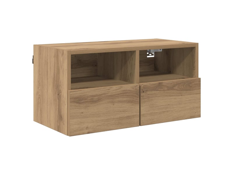  Lot de 2 meuble tv mural, meuble tv suspendu chêne artisanal bois d'ingénierie shl89494  - Conforama E