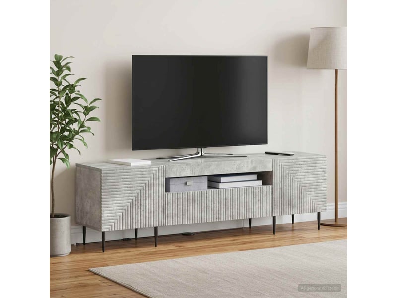  Meuble tv - banc tv - meuble de rangement led gris béton bois d'ingénierie  - Conforama D