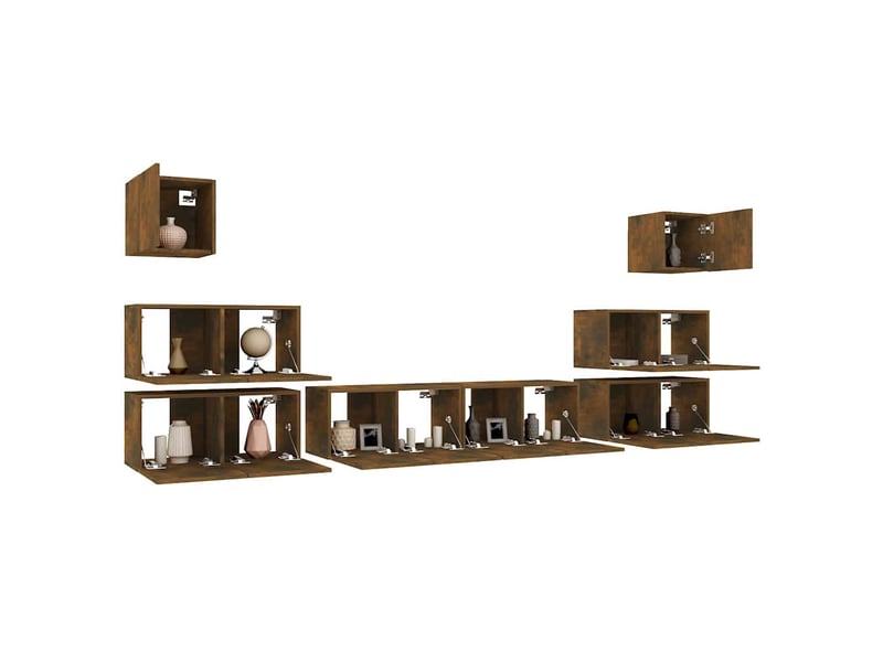  Ensemble de meubles tv 8 pcs chêne fumé bois d'ingénierie shl64310  - Conforama D