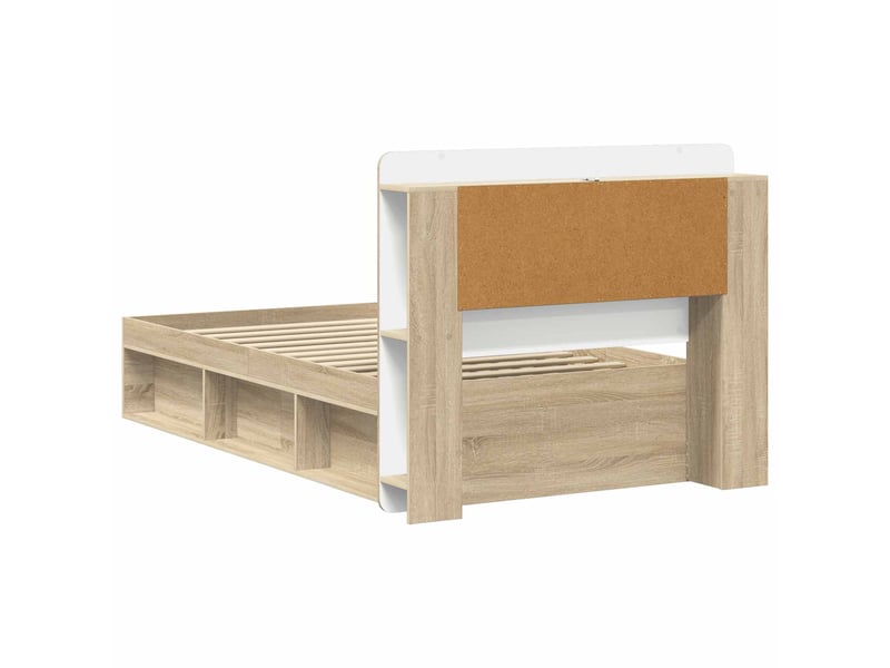  Lit simple- lit adulte -  cadre de lit avec rangement chêne sonoma 80 x 200 cm  - Conforama C
