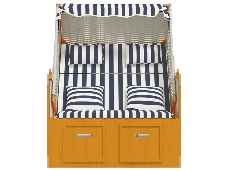  Strandkorb avec coussins résine tressée bois solide blanc bleu 02_0012174  - Conforama E