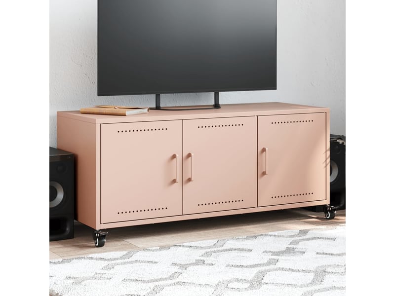  Meuble tv - banc tv - meuble de rangement rose 100,5x39x43,5 cm acier  - Conforama B
