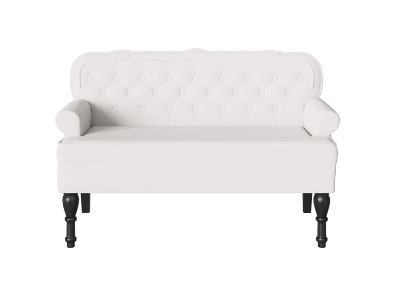 Banc chesterfield, canapé 2 places blanc 119,5x64,5x75 cm cuir synthétique - Conforama D