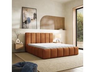 Lit coffre 200x200 cm <strong>MASSENO</strong>  <strong></strong> coloris cuivré