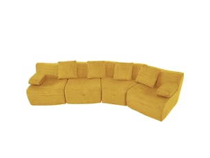Canapé modulable 4 places 311 x 90 x 65 cm, jaune vif en velours côtelé, 4 modules sans montage pour salon