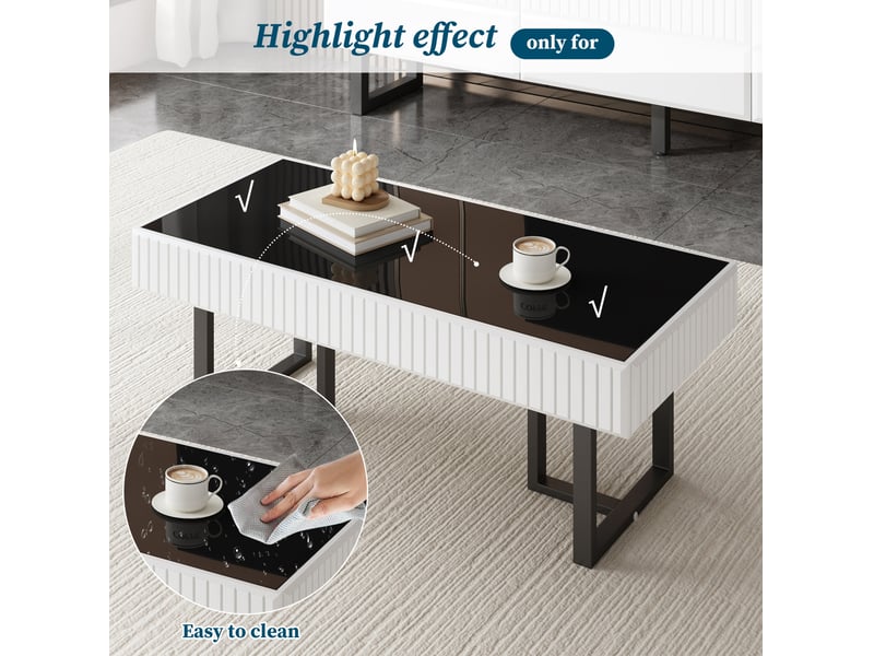  Ensemble meuble tv et table basse – design noir et blanc – 170 cm + 110 cm  - Conforama E