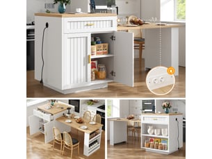 Ilot de cuisine 2 portes 2 tiroirs coloris blanc mdf