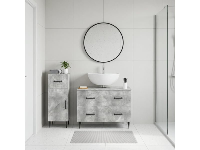 Ensemble de 2 meubles de salle de bain haarlem gris béton cf63167 - Conforama B