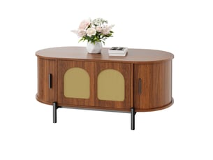 Table basse ovale coloris bois foncé - 50 cmx100 cm