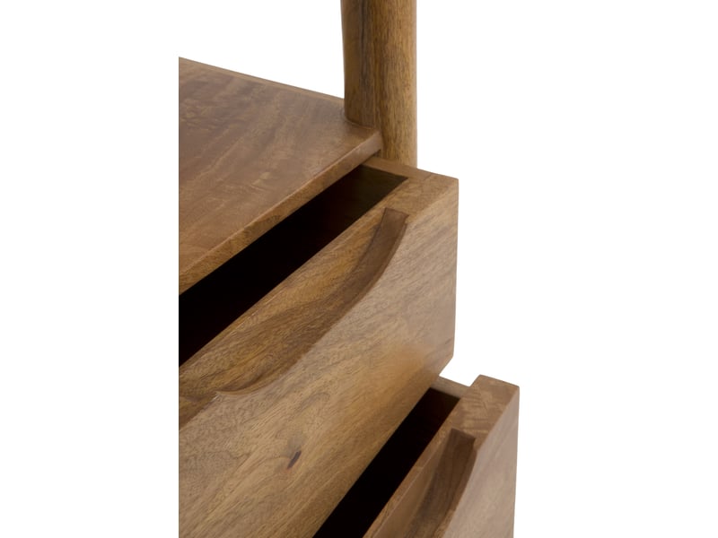  Table de chevet 2 tiroirs en bois massif de manguier  - Conforama D