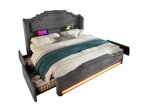 Lit avec rangement 160x200 cm <strong>HAUSS SPOLE</strong> <strong></strong> coloris gris
