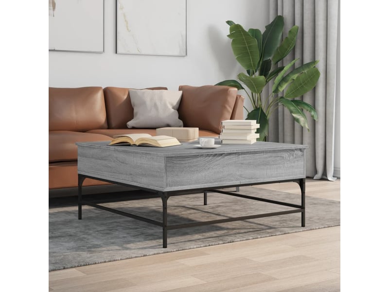  Table basse - table de salon - table à thé sonoma gris 95x95x45 cm bois d'ingénierie et métal  - Conforama B
