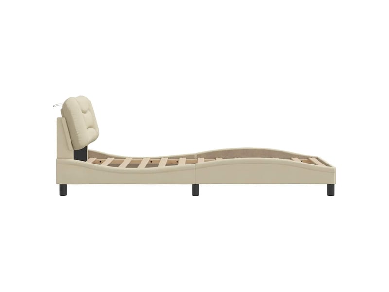  Lit simple- lit adulte -  cadre de lit sans matelas hvar crème 90x190 cm tissu  - Conforama D