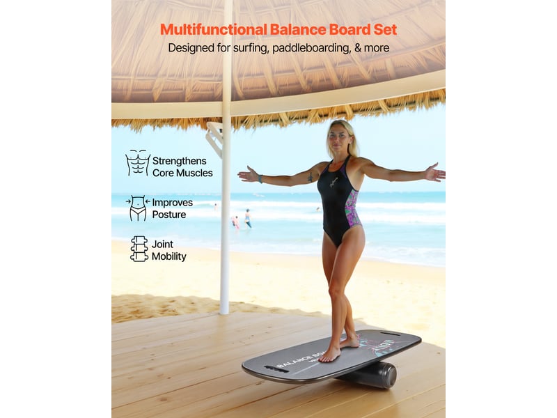  Vevor planche d'équilibre à rouleau en bois 89 cm fitness surf proprioception  - Conforama B