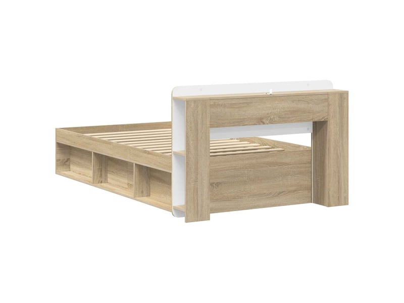  Lit simple- lit adulte -  cadre de lit avec rangement chêne sonoma 80 x 200 cm  - Conforama C