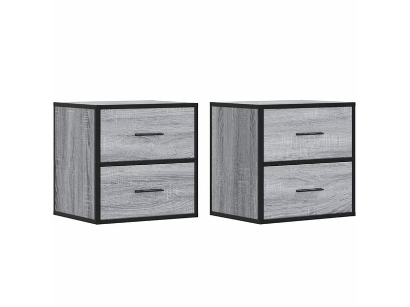  Lot de 2 tables de chevet - cabinet de chevet - table de nuit murales sonoma gris 40x31x39,5 cm  - Conforama A
