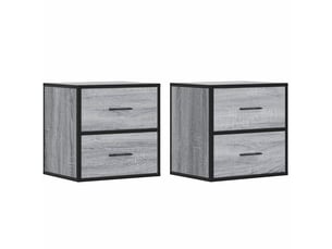 Lot de 2 tables de chevet - cabinet de chevet - table de nuit murales sonoma gris 40x31x39,5 cm