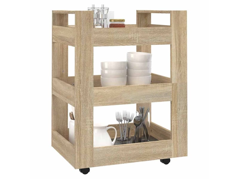  Desserte de cuisine, chariot de rangement chêne sonoma 60x45x80cm bois d'ingénierie shl3944  - Conforama D