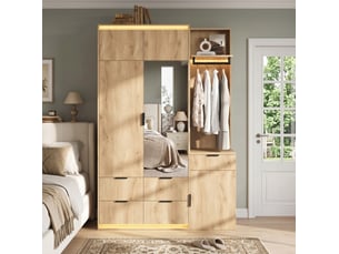 Armoire 5 tiroir(s) WISHDOR coloris bois clair largeur 135 cm