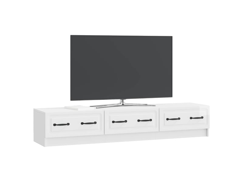  Meuble tv - banc tv - meuble de rangement 147 x 34,5 x 27 cm blanc brillant bois d'ingénierie  - Conforama C