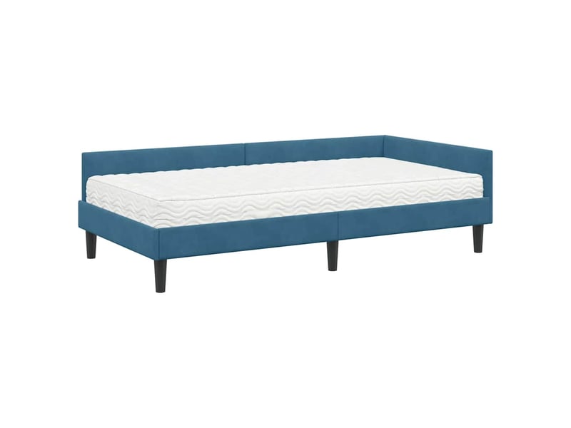  Lit adulte, lit simple, cadre de lit d'angle avec matelas autre 2 pièces bleu velours cf6730  - Conforama D