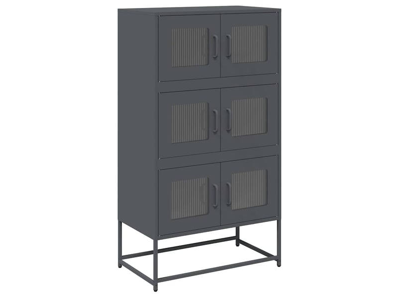  Buffet haut - bahut - meuble de rangement anthracite 68x39x123 cm acier  - Conforama A