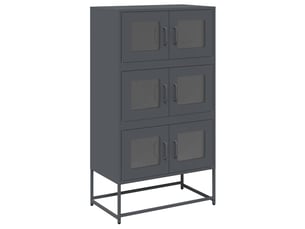 Buffet haut - bahut - meuble de rangement anthracite 68x39x123 cm acier