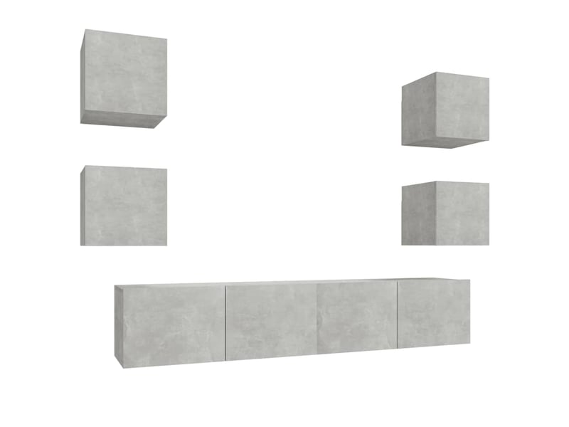  Ensemble de meubles tv 6 pcs gris béton bois d'ingénierie shl93873  - Conforama A