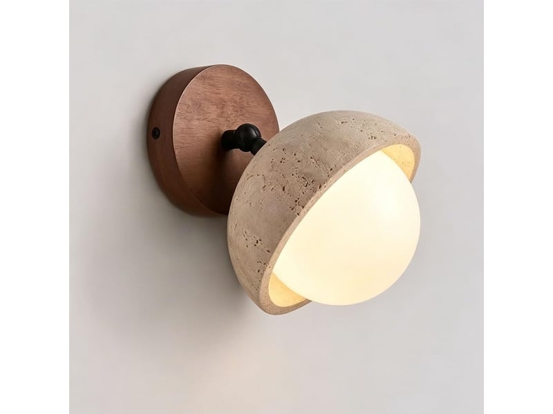  Applique murale en travertin style wabi-sabi orientable applique miroir salle de bain d15cm lumière chaude  - Conforama B