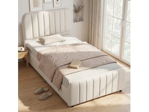 Lit coffre 90x200 cm <strong>MODFU</strong> <strong></strong> coloris beige