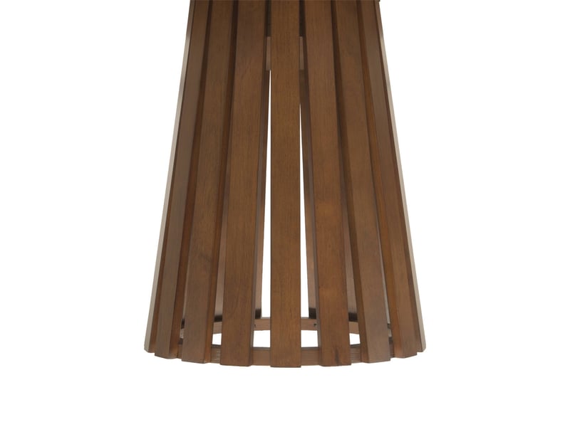  Table à manger ronde bois d'hévéa placage chêne 4 places noyer - angèle  - Conforama C